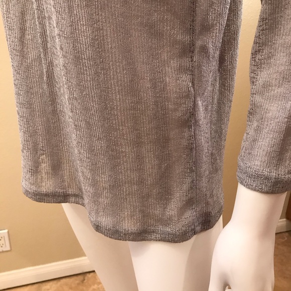 Womens Long Sleeve Blouse NEW Size XS Extra Small Grey Open Knit Semi Sheer - Picture 10 of 13
